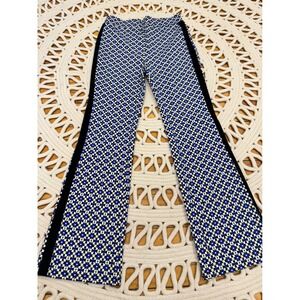 Maeve Anthropologie Blue Geometric Tuxedo Stripe Wide Leg Pants Small